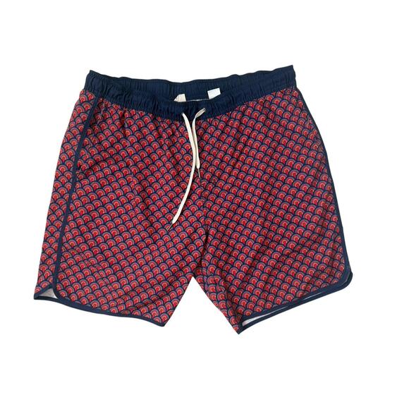 Fair Harbor Bathing Suit Adult 2XL Red Bayberry Lined Swim Trunks Shorts Pockets - Picture 1 of 6